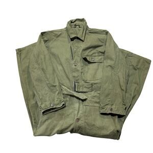 Vtg WWII 1940s US Army HBT Combat Coveralls Tanker Mechanic Uniform  34R